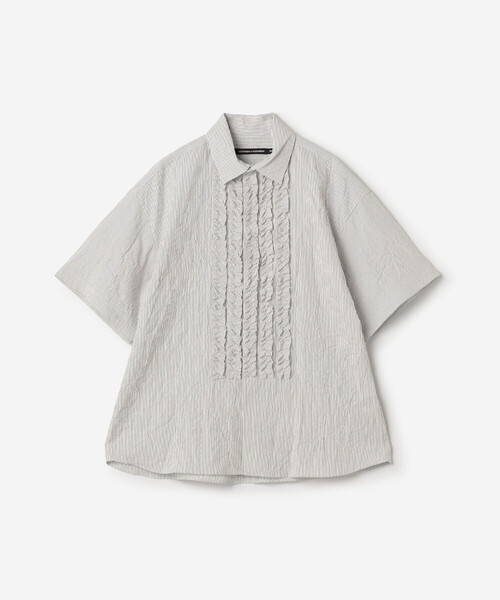 nicholson&nicholson(ニコルソンアンドニコルソン)の「nicholson & nicholson | ストライプ フリルシャツ WOMEN(シャツ/ブラウス・レディース・ブルー系その他/グレー系その他・38)」の2枚目の写真
