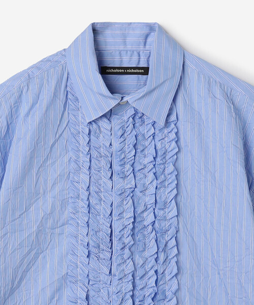 nicholson&nicholson(ニコルソンアンドニコルソン)の「nicholson & nicholson | ストライプ フリルシャツ WOMEN(シャツ/ブラウス・レディース・ブルー系その他/グレー系その他・38)」の14枚目の写真