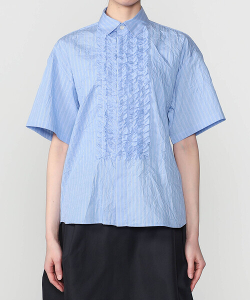 nicholson&nicholson(ニコルソンアンドニコルソン)の「nicholson & nicholson | ストライプ フリルシャツ WOMEN(シャツ/ブラウス・レディース・ブルー系その他/グレー系その他・38)」の9枚目の写真