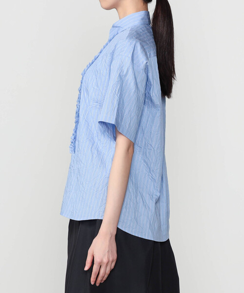 nicholson&nicholson(ニコルソンアンドニコルソン)の「nicholson & nicholson | ストライプ フリルシャツ WOMEN(シャツ/ブラウス・レディース・ブルー系その他/グレー系その他・38)」の8枚目の写真
