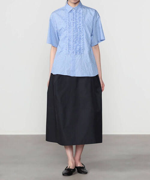 nicholson&nicholson(ニコルソンアンドニコルソン)の「nicholson & nicholson | ストライプ フリルシャツ WOMEN(シャツ/ブラウス・レディース・ブルー系その他/グレー系その他・38)」の5枚目の写真