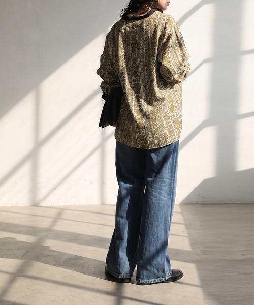 antiqua(アンティカ)の「花柄 配色デザイン シャツ(シャツ/ブラウス・レディース・マスタード/ブラック・ONESIZE)」の8枚目の写真