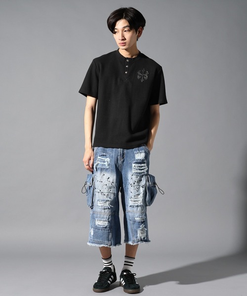 LAND MUSEUM（ランドミュージアム）の「LAND MUSEUM／ゴシックロゴヘンリーT（Tシャツ/カットソー・メンズ・ブラック/グレー・MEDIUM/LARGE）」の9枚目の写真