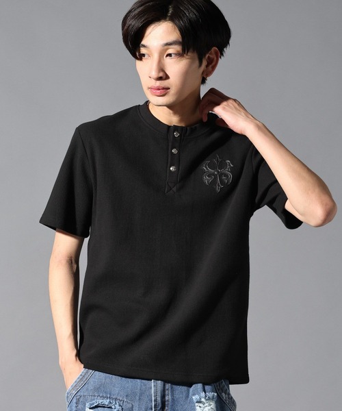 LAND MUSEUM（ランドミュージアム）の「LAND MUSEUM／ゴシックロゴヘンリーT（Tシャツ/カットソー・メンズ・ブラック/グレー・MEDIUM/LARGE）」の12枚目の写真