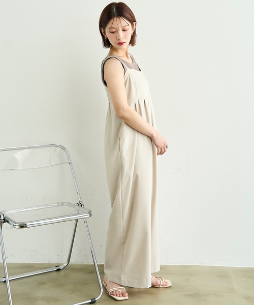 mil（ミル）の「【イージーケア】 リネンライク サロペット【587201】（サロペット/オーバーオール・レディース・チャコールグレー/ブラック/グレイッシュベージュ・FREE/XS/S）」の14枚目の写真