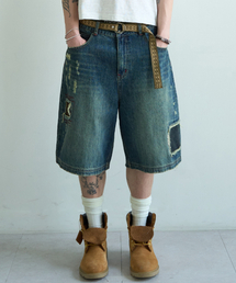 MAINBOOTH（メインブース）の「Repaired Denim Shorts(BLUE)（その他パンツ）」