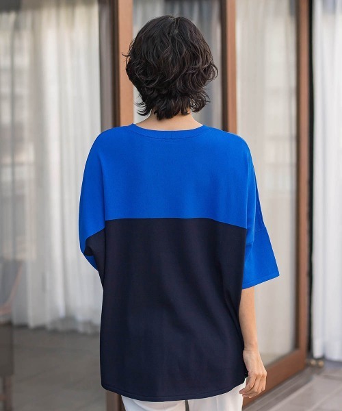 la.f…(ラエフ)の「【WEB限定】"涼感"バイカラーニット(ニット/セーター・レディース・ダークネイビー/ベージュ系その他/ブラック系その他/ブルー系その他・9号)」の8枚目の写真