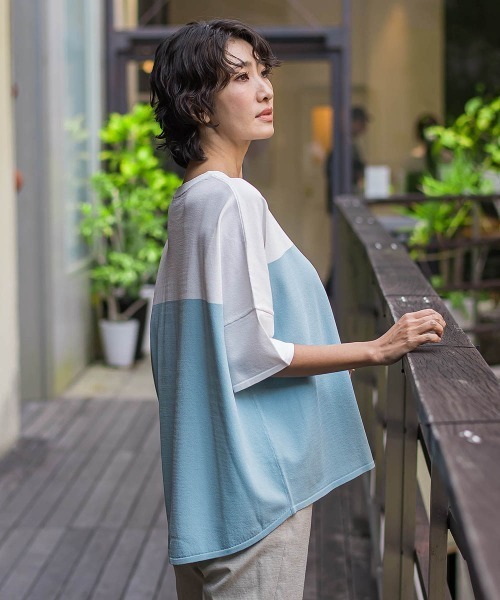 la.f…(ラエフ)の「【WEB限定】"涼感"バイカラーニット(ニット/セーター・レディース・ダークネイビー/ベージュ系その他/ブラック系その他/ブルー系その他・9号)」の13枚目の写真