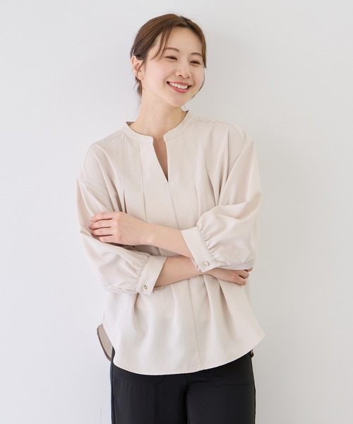 Jayro（ジャイロ）の「タンブラーブッチャーブラウス（シャツ/ブラウス・レディース・ベージュ/ミント/ネイビー/ライトグレー/ピンク/チャコールグレー・M）」の4枚目の写真