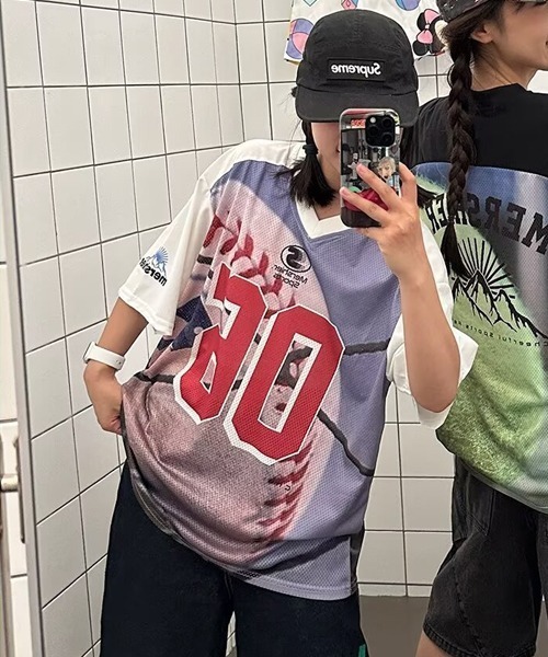 Ressaca（レサーカ）の「オーバーサイズゲームシャツ（Tシャツ/カットソー・メンズ・ホワイト/ブラック・XL/L/M）」の2枚目の写真