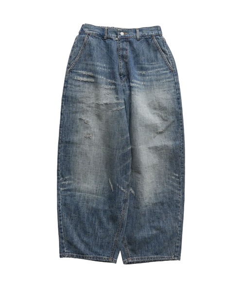 Subciety（サブサエティ）の「Damaged wide balloon denim pants（デニムパンツ・メンズ・インディゴブルー・MEDIUM/LARGE）」の2枚目の写真