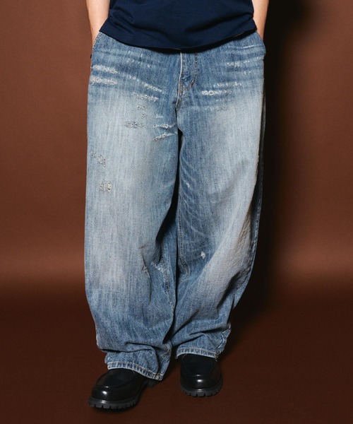 Subciety（サブサエティ）の「Damaged wide balloon denim pants（デニムパンツ・メンズ・インディゴブルー・MEDIUM/LARGE）」の9枚目の写真