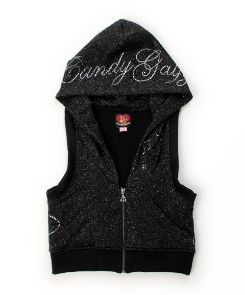 GALFY（ガルフィー）の「【GALFY】キラ☆FANCYフーディー / 【ガルフィー】ラインストーンノースリーブジップパーカー（パーカー・レディース・ピンク/グレー/ブラック・ONE SIZE）」の15枚目の写真