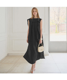 Drape layered sleeveless dress_2 Colors