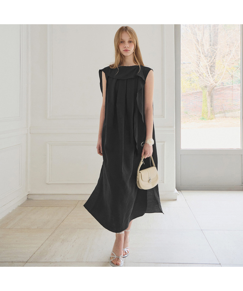 SLOWLOLLI（スローローリ）の「Drape layered sleeveless dress_2 Colors（ワンピース・レディース・Cream/ネイビー/ブラック・FREE）」の2枚目の写真
