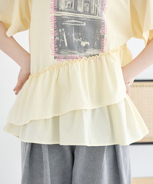 earth music&ecology（アースミュージックアンドエコロジー）の「異素材ドッキンググラフィックTシャツ（Tシャツ/カットソー・レディース・アイボリー/チャコールグレー/オフホワイト・FREE）」の22枚目の写真