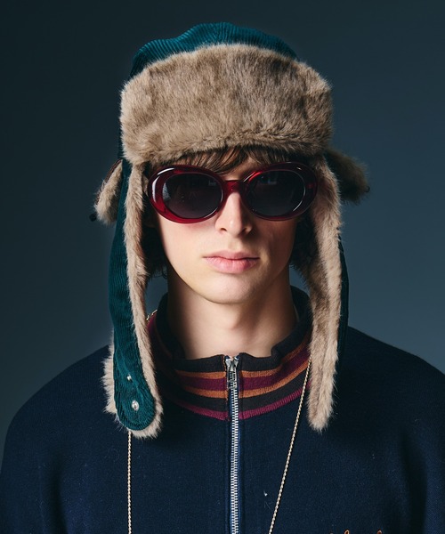 glamb(グラム)の「Corduroy Flight Cap / コーデュロイフライトキャップ(ハンチング/ベレー帽・メンズ・ブラック/ブラウン系その他/グリーン・FREE)」の16枚目の写真