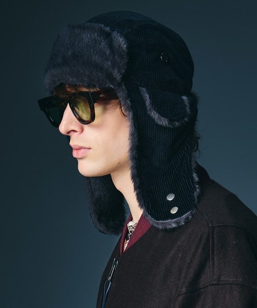 glamb(グラム)の「Corduroy Flight Cap / コーデュロイフライトキャップ(ハンチング/ベレー帽・メンズ・ブラック/ブラウン系その他/グリーン・FREE)」の9枚目の写真