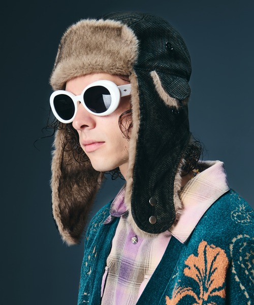glamb(グラム)の「Corduroy Flight Cap / コーデュロイフライトキャップ(ハンチング/ベレー帽・メンズ・ブラック/ブラウン系その他/グリーン・FREE)」の13枚目の写真