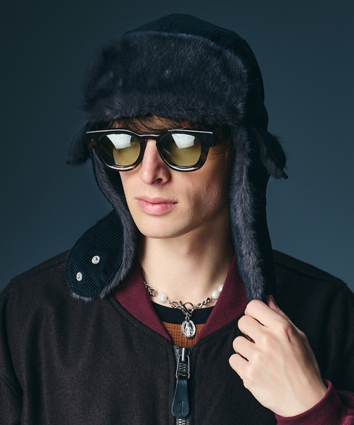 glamb(グラム)の「Corduroy Flight Cap / コーデュロイフライトキャップ(ハンチング/ベレー帽・メンズ・ブラック/ブラウン系その他/グリーン・FREE)」の8枚目の写真