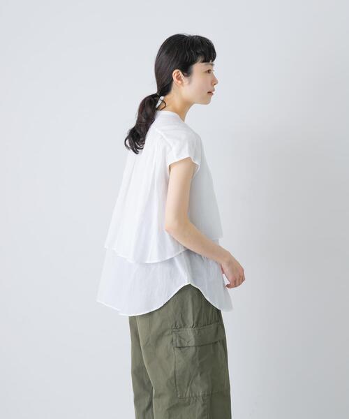 かぐれ(カグレ)の「ワイドギャザーダブルブラウス(シャツ/ブラウス・レディース・ネイビー/オフホワイト/ピンク・FREE)」の6枚目の写真