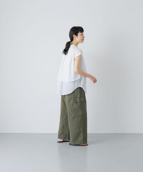 かぐれ(カグレ)の「ワイドギャザーダブルブラウス(シャツ/ブラウス・レディース・ネイビー/オフホワイト/ピンク・FREE)」の8枚目の写真