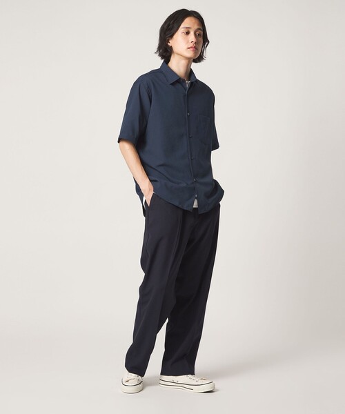 A DAY IN THE LIFE UNITED ARROWS(アデイインザライフユナイテッドアローズ)の「Dot Air® ウールライク リラックス レギュラーカラーシャツ-吸水速乾-<A DAY IN THE LIFE>(シャツ/ブラウス・メンズ・ネイビー/ベージュ/ダークグレー・XL/S/L/M)」の9枚目の写真
