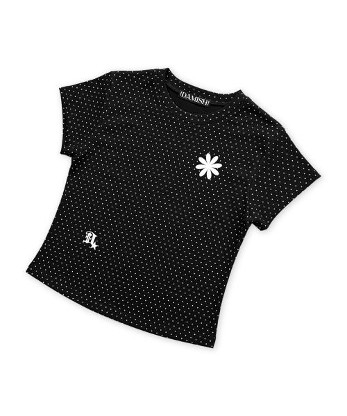 DAMISH（ダミシュ）の「フラワーシンボルポルカドットショートスリーブTシャツ_ブラック（Tシャツ/カットソー・レディース・ブラック・OS）」の6枚目の写真