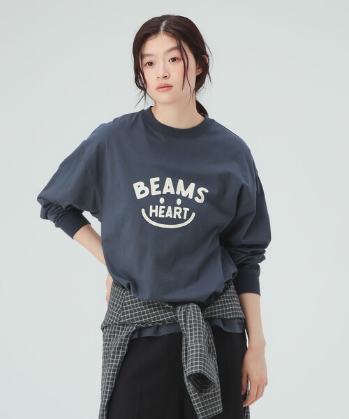 BEAMS HEART(ビームスハート)の「スマイル ロゴ ロングスリーブ Tシャツ(Tシャツ/カットソー・レディース・オフホワイト/チャコールグレー/オレンジ・LARGE/MEDIUM)」の6枚目の写真
