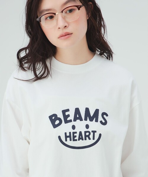 BEAMS HEART(ビームスハート)の「スマイル ロゴ ロングスリーブ Tシャツ(Tシャツ/カットソー・レディース・オフホワイト/チャコールグレー/オレンジ・LARGE/MEDIUM)」の2枚目の写真