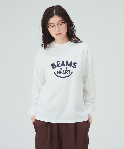 BEAMS HEART(ビームスハート)の「スマイル ロゴ ロングスリーブ Tシャツ(Tシャツ/カットソー・レディース・オフホワイト/チャコールグレー/オレンジ・LARGE/MEDIUM)」の4枚目の写真