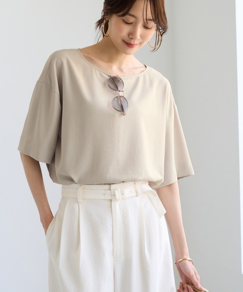 ROPE' PICNIC(ロペピクニック)の「【一部店舗限定】ジョーゼットTeeブラウス/UVケア・接触冷感・防シワ(シャツ/ブラウス・レディース・ベージュ/サックスブルー/ブラック/オフホワイト/ブラウン・FREE)」の5枚目の写真