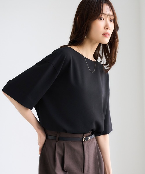 ROPE' PICNIC(ロペピクニック)の「【一部店舗限定】ジョーゼットTeeブラウス/UVケア・接触冷感・防シワ(シャツ/ブラウス・レディース・ベージュ/サックスブルー/ブラック/オフホワイト/ブラウン・FREE)」の3枚目の写真