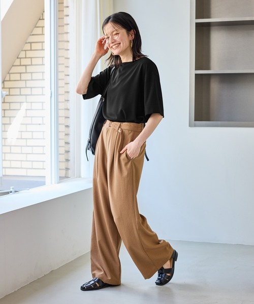 ROPE' PICNIC(ロペピクニック)の「【一部店舗限定】ジョーゼットTeeブラウス/UVケア・接触冷感・防シワ(シャツ/ブラウス・レディース・ベージュ/サックスブルー/ブラック/オフホワイト/ブラウン・FREE)」の10枚目の写真