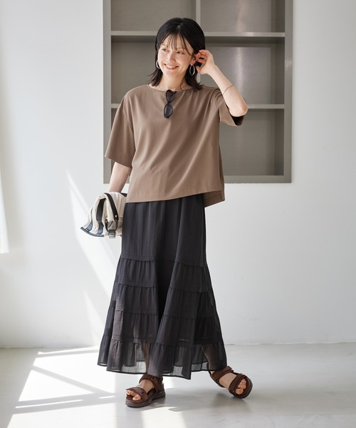 ROPE' PICNIC(ロペピクニック)の「【一部店舗限定】ジョーゼットTeeブラウス/UVケア・接触冷感・防シワ(シャツ/ブラウス・レディース・ベージュ/サックスブルー/ブラック/オフホワイト/ブラウン・FREE)」の11枚目の写真