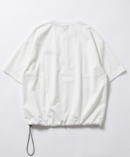 Mark Gonzales（マーク・ゴンザレス）の「2026SS Mark Gonzale/マークゴンザレス オーバーサイズ ワンポイントロゴ刺繍 ドローコード付 ヘンリーネックTシャツ（Tシャツ/カットソー・メンズ・ブラック/ホワイト/チャコール・LL/M/L）」の4枚目の写真