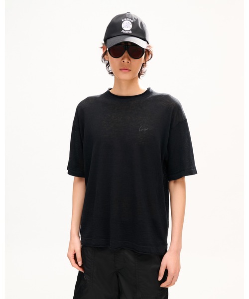 KENZO(ケンゾー)の「'KENZO Signature' エンブロイダリー ライト Tシャツ イン リネン コットン(その他トップス・メンズ・ブラック系その他5・SMALL/MEDIUM/LARGE)」の1枚目の写真
