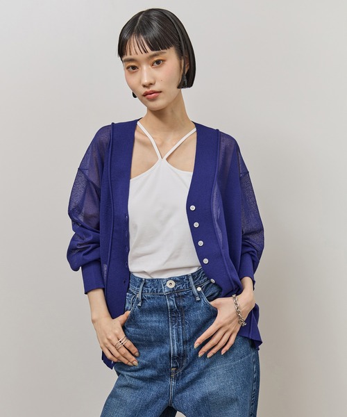 ADAM ET ROPE'(アダムエロペ)の「【サステナブル】シアーアジャストカーディガン(カーディガン/ボレロ・レディース・ブラック/キナリ/ブルー・FREE)」の3枚目の写真