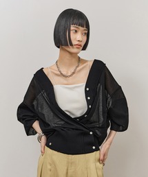 セール】【サステナブル】ギャザーフリルコンビカーディガン