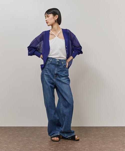 ADAM ET ROPE'(アダムエロペ)の「【サステナブル】シアーアジャストカーディガン(カーディガン/ボレロ・レディース・ブラック/キナリ/ブルー・FREE)」の7枚目の写真