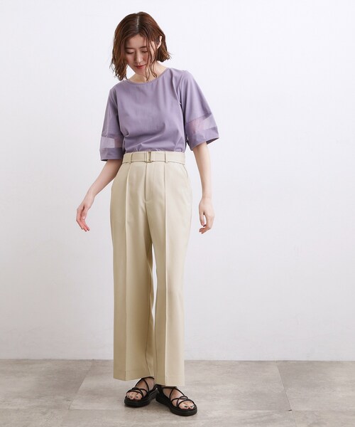 grove（グローブ）の「【洗濯機OK・遮熱・SETUP可】シワになりにくい、ベルト付ワイドパンツ（その他パンツ・レディース・ブラウン系その他/ライトベージュ/ブラック/カーキ・01/02/03/04/05）」の6枚目の写真