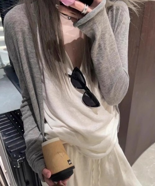 gossip！ロサンゼルス（ゴシップロサンゼルス）の「YUGA　萌え袖Vネック　サマーカーディガン（カーディガン/ボレロ・レディース・ベージュ/グレー/オフホワイト・FREE）」の11枚目の写真