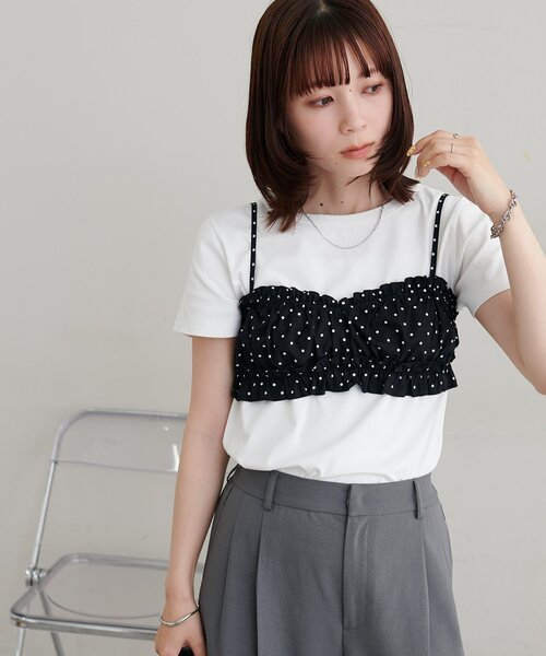 DISCOAT(ディスコート)の「【WEB限定】前後2WAYロゴ刺繍ミニTシャツ(Tシャツ/カットソー・レディース・ライトグレー/オフホワイト/ピンク・MEDIUM)」の12枚目の写真