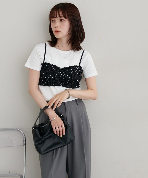 DISCOAT(ディスコート)の「【WEB限定】前後2WAYロゴ刺繍ミニTシャツ(Tシャツ/カットソー・レディース・ライトグレー/オフホワイト/ピンク・MEDIUM)」の13枚目の写真