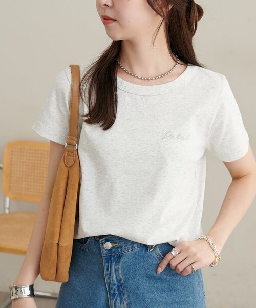 DISCOAT(ディスコート)の「【WEB限定】前後2WAYロゴ刺繍ミニTシャツ(Tシャツ/カットソー・レディース・ライトグレー/オフホワイト/ピンク・MEDIUM)」の19枚目の写真