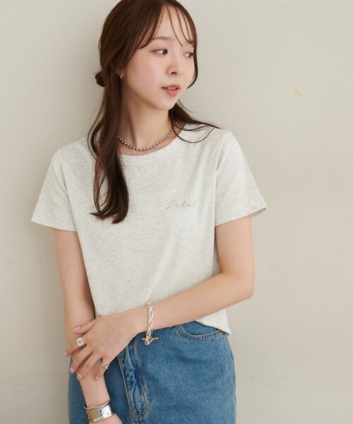 DISCOAT(ディスコート)の「【WEB限定】前後2WAYロゴ刺繍ミニTシャツ(Tシャツ/カットソー・レディース・ライトグレー/オフホワイト/ピンク・MEDIUM)」の20枚目の写真