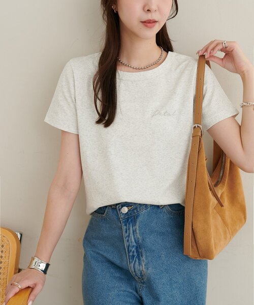 DISCOAT(ディスコート)の「【WEB限定】前後2WAYロゴ刺繍ミニTシャツ(Tシャツ/カットソー・レディース・ライトグレー/オフホワイト/ピンク・MEDIUM)」の22枚目の写真