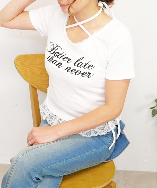FUN(ファン)の「マルチホルタープルオーバー(Tシャツ/カットソー・レディース・ドット/グレー/ブラック/オフホワイト・FREE)」の3枚目の写真