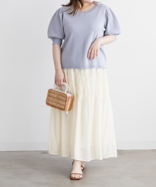 CLETTE（クレット）の「ポイントシャーリングフレアスカート（スカート・レディース・ブラック/オフホワイト/サックスブルー・LL/3L/4L）」の16枚目の写真