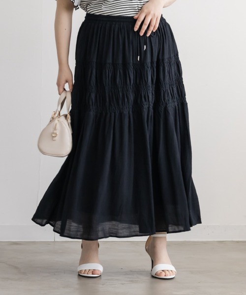 CLETTE（クレット）の「ポイントシャーリングフレアスカート（スカート・レディース・ブラック/オフホワイト/サックスブルー・LL/3L/4L）」の17枚目の写真